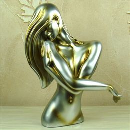 Abstract Naked Woman Bust Handmade Resin Belle Sculpture Human Body Art Ornament Lover's Gift Craft for Parlour Decor Furnishi280v