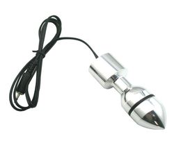 Electric shock taper head anal plug metal dildo sex toy adult product6082435