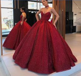 Red Prom Dresses With Petticoat Sweetheart Floor Length Glitter Custom Made Ball Gown Evening Gowns Plus Size Formal Dress2368534