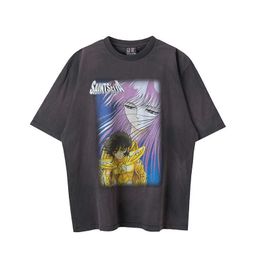 Designer Men's Trend Short Sleevecartoon Anime Direct Spray Printed Sleeved Vintage American Trendy High Street T-shirt for Men G23K