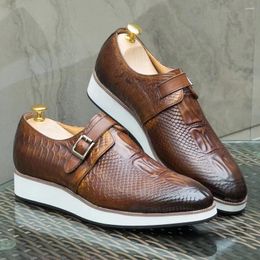 Casual Shoes Men's Leather Handmade Single Buckle Thick Soles Every Day