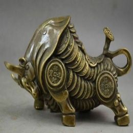 China Copper Carve Whole Body Wealth Lifelike zodiac ox Statue7882548285m