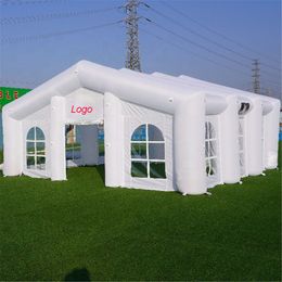 Customized 9mLx9mWx4.5mH (30x30x15ft) White Inflatable Wedding Tent Party Center Event Station Tunnel Marquee With Free lights