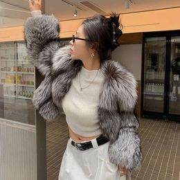 Fox Silver Full Skin Fur Grass For Young Women, Small Stature Korean Edition, Slim And Wild High Waist Short Coat 8758