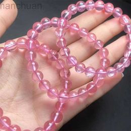 Bangle Natural Pink Topaz Bracelet String Charms Handmade Fortune Energy Bangle Woman Amulet Jewelry Gift 1PCS 8.5mm ldd240312