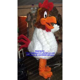 Mascot Costumes White Long Fur Chicken Chook Rooster Hen Chick Mascot Costume Adult Character COSPLY Role-play Image Ambassador Zx2289