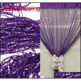 Curtain Drapes Modern Cute Flash Line Shiny Tassel String Door Curtain Window Room Divider Valance Home qylsfz packing2010260B