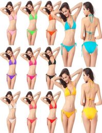 Women Swimwear Sexy Beach Bikini Solid Strap Swimsuit Summer Beachwear Bathing Suits Fashion String Tankini Two Piece Set YFA10952550773