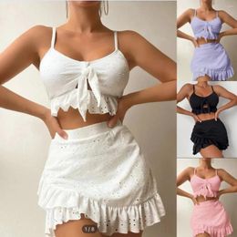 Women's Swimwear 2024 Sexy 3 Pieces Set Bikinis Swimsuits Ruffle Beach Dresses Push Up Bikini Bathing Suit Biquine Brasileiro Women