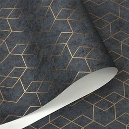 Dark Grey Geometric Wallpaper Roll Black Grey Wall Paper Modern Design Bedroom Living Room Background Home Wall Decor219o