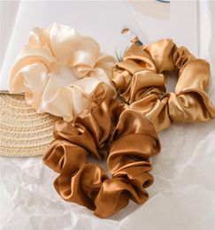 1PC Satin Silk Solid Color Scrunchies Elastic Hair Bands 2019 New Women Girls Hair Accessories Ponytail Holder Hair Ties Rope7567811