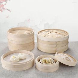 Double Boilers Anti-scald Kitchen Tools Set Cooking Steam Basket Steaming With Lid Sum Steamer Bamboo Cooker Pot