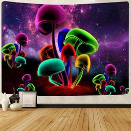 Tapestries Simsant Trippy Smoke Mushrooms Tapestry Hippie Colourful Nature Art Wall Hanging For Living Room Home Dorm Decor250r