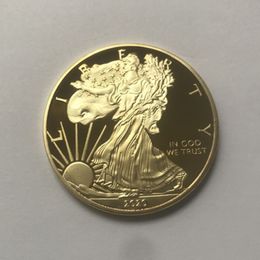 10 pcs the dom eagle badge 24k gold plated 40 mm commemorative coin american statue liberty souvenir drop acceptable coins227s