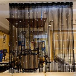 Black String Chain Curtain Shiny Tassel Line Curtains Window Door Divider Drape Living Room Decor Valance Home Decoration12902