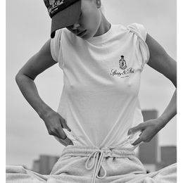 2024 Summer New Sporty &Rich Designer T-Shirt Women Fashin Crown Letter-printed Tshirt 100% Cotton Casual Pullover Sports Top Women's Beach Tees 24031201