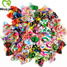 Dog Apparel 100pcs Designs Handmade Pet Hair Bows Bright Colour Mixed Grooming Accessories Products237w