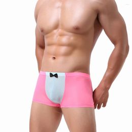 Underpants Men Boxer Shorts Ice Silk Underwear Tie Convex Bulge Mens Boxers Panties Sexy Male Sissy Gay