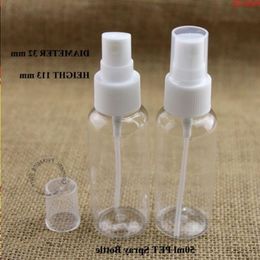 Wholesale 100pcs/lot 50ml PET perfume atomizing spray bottle liquid plastic container white sprayhood qty Fspcg