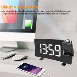 Projection Alarm Clock Digital Date Snooze Function Backlight Rotatable Wake Up Projector Multifunctional Led Clock Fast Ship LJ20212d