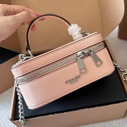 Luxury makeup trunk top handle box lunch bag Designer Womens Genuine Leather mens Cross Body Shoulder Bags Totes handbags fashion Purses coachly cosmetic Clutch Bag