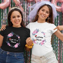 Women's T-Shirt Team Bride T-Shirt French Single Farewell Bachelorette Party Y2k Tops Women Short Sled Tees Bridal Wedding Summer Clothing L24312