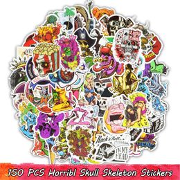 150 PCS Punk Waterproof Sticker Skull Skeleton Decal for Teens Adults to DIY Laptop Water Bottle Scrapbook Bike Car Decals Home De300n