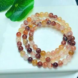 Decorative Figurines 7mm High Quality Natural Golden Healer Quartz Crystal Healing Multi Loop Bead Bracelet For