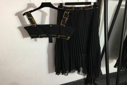 Women Black Dresses Vests Sexy Halter Tops Dress Creative Embroidery Female Camis Dresses Set1618214