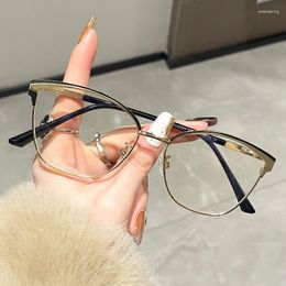 Sunglasses Frames Cat Eye Metal Eyewear Women Anti Blue Light Blocking Glasses Computer Goggles Fashion Eyeglasses For Ladies 2024 Ins