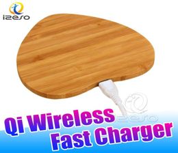 Bamboo Wood Wireless Charger Pad Qi Fast Charging Dock for iPhone 14 13 Pro Max 12 11 Samsung with Retail Package izeso2538555