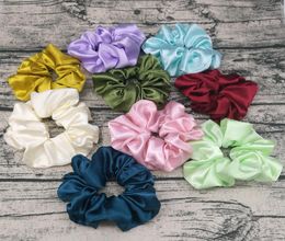 Scrunchies Headbands Solid Satin Hairbands Silky Scrunchie Hair Bands Girls Ponytail Holder Summer Hair Accessories 9 Colors DW5361799473