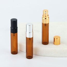 50pcs 5ml Portable Amber Glass Spray Bottle Bottles Container Refillable Bottles Sprayer for mist empty bottle Fhpfi