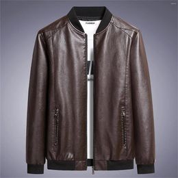 Men's Jackets Multi Pockets Faux Leather Zipper Stand Collar Causal Bussiness Plus Size Men Motorcycle PU Jacket Coat