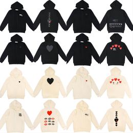 Mens Sweatshirts Designer Play Commes Jumpers Des Garcons Letter Embroidery Hoodie coat Long Sleeve jacket Women Red Heart Loose Sweater Cardigan Zipper Hoodies zm