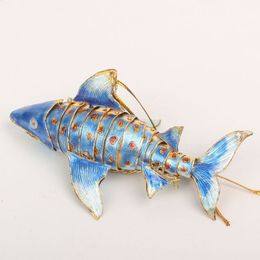 Chinese Cloisonne Enamel Filigree Shark Ornaments Furnishing Small Decorative Items Cute Animal Copper Hanging Accessories Gift216q