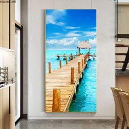 Nordic Poster Bridge Sea Canvas Painting Wall Art Pictures For Living Room Gallery Canvas Print Cuadros Home Decoration232T