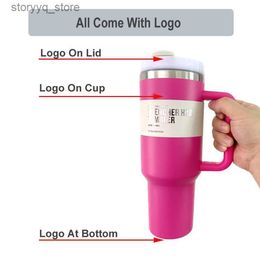 Mugs With - 40oz Quencher H2.0 Tumbler Stainless Steel Insulated Travel Mug With Handle Lid Straw 2nd Generation Car Cup Christmas Version Available L240312