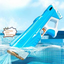 Gun Toys Electric water gun fully automatic suction cup high pressure gun pool water toy summer outdoor beach fun toys for girls gift for boys 240307