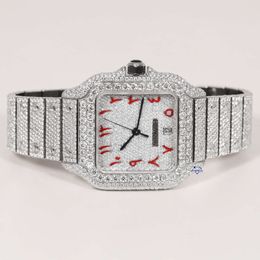 Fashion frill exclusive stainls steel natural diamond square dial wrist watch with flawls VVS clarity diamonds