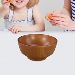 Bowls Wooden Bowl Decorative Heat Resistant For Noodle Fruit Round Tableware