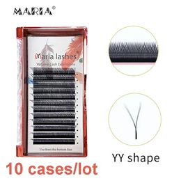 Maria 10 Cases Y Shape Eyelashes Beauty 0.05/0.07 YY Type V Lashes Extension Makeup Naturally Soft Mix Mink Cilios Volume Fans 240301