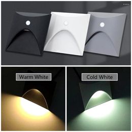 Wall Lamp PIR Led Sensor Gray White Black Night Lights Outdoor/Indoor Decor Footlight For Staircase Step Ladder Bedroom Closet