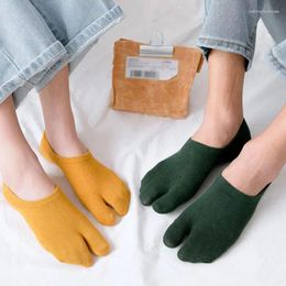 Women Socks Japanese Style Two Finger Summer Breathable Cotton Toe Tabi For Men Non-Slip Invisible Low Cut Boat