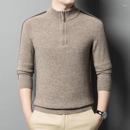 Men's Sweaters Men Wool Thick Sweater 2024 Autumn Winter Long Sleeve JumpersZippers Turtleneck Man Warm Pure Pullovers