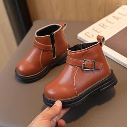 Boots Children Leather Ankle Shoes Toddler Boys Girls Non-slip Platform Low Heels Casual Autumn Spring 3-6Y