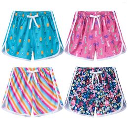 Shorts 4pcs/Set Girls Sport Bright Color External Wear Printed Panties Kids Loose Beach Trunks Children Bottoms For Summer