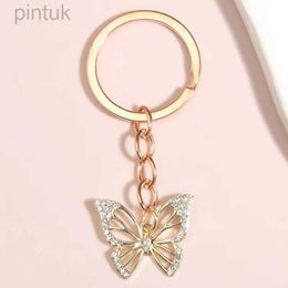 Keychains Lanyards Cute Animal Keychain Hollow Butterfly Crystal Key Ring Enamel Key Chains Souvenir Gifts For Women Men DIY Handmade Jewellery ldd240312