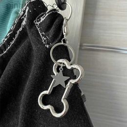 Keychains Lanyards Punk Cool Bone Keychain Korean Fashion Star Bag Pendant Accessorys Goth Jewelry Grunge Keychains Cute ldd240312
