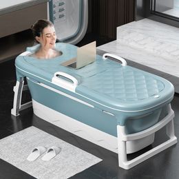 1 38m Large Bathtub Adult Childrens Folding Tub Massage Adult Bath Barrel Steaming Dual-use Baby Tub Home Spa Home Sauna 2size309D